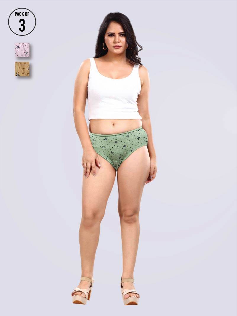 Pack of 3- Print Passion Super Comfy Mid Waist Panty - Bold And Bae Fashion